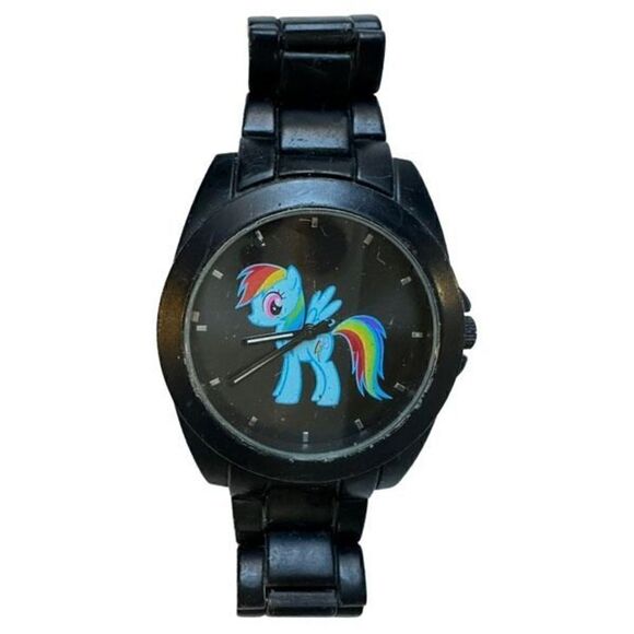 HASBRO MY LITTLE PONY 2014 HOT TOPIC Rainbow Dash Black Stainless Steel Analog W - Picture 6 of 10